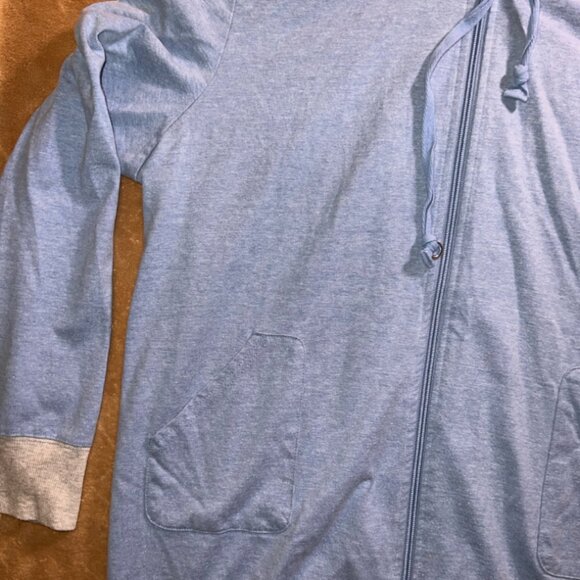 Bedford Fair Women XL Blue Gray Zipper Front Pocket Hoodie Light Jacket‎ (T) - Picture 4 of 7